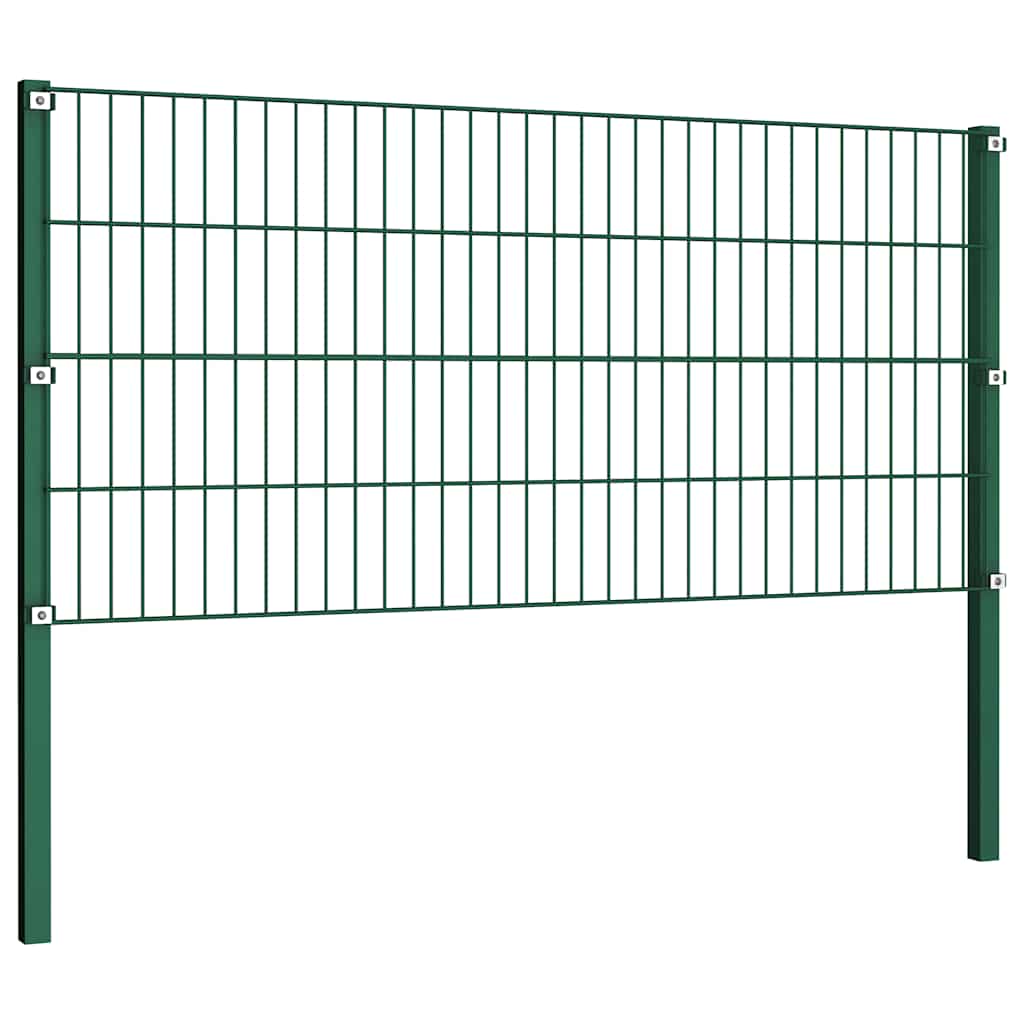 Painel de vedação com postes de ferro 694,5x80 cm verde