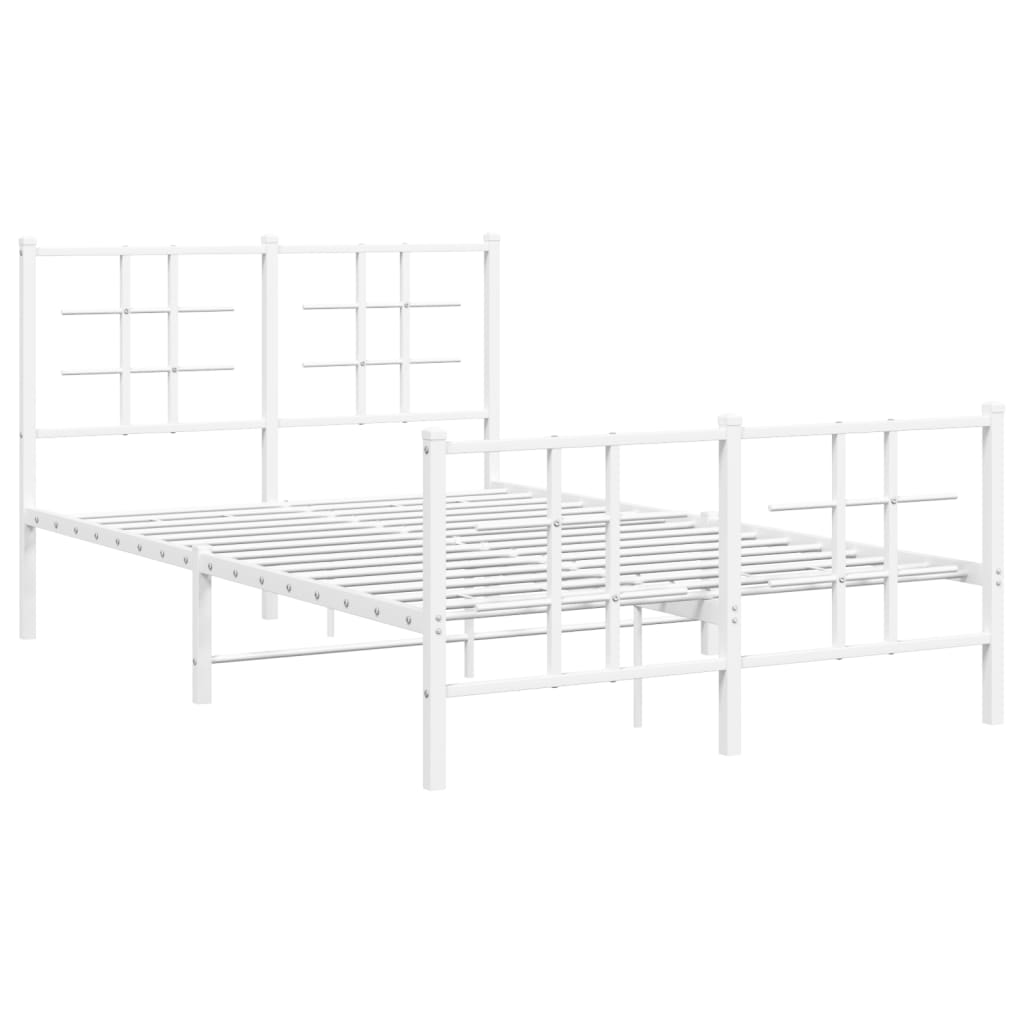 Estrutura de cama com cabeceira e pés 120x200 cm metal branco