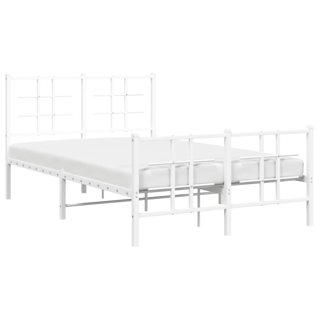 Estrutura de cama com cabeceira e pés 120x200 cm metal branco