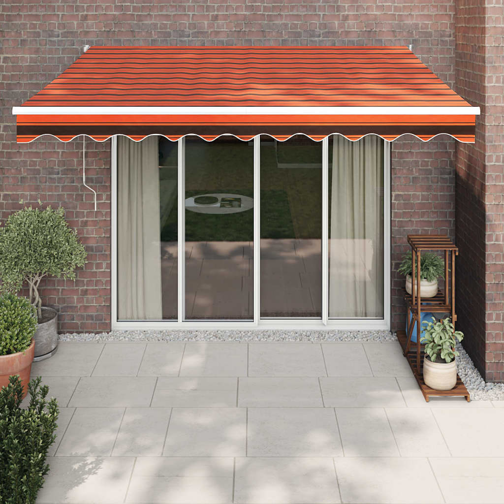 Toldo retrátil automático 3,5x2,5 m laranja e castanho