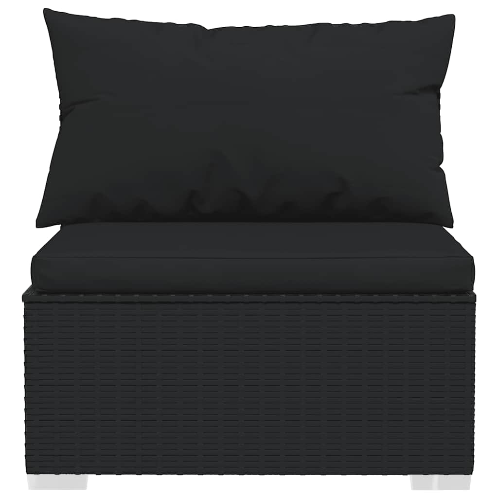 4 Pcs conjunto lounge de jardim c/ almofadões vime PE preto