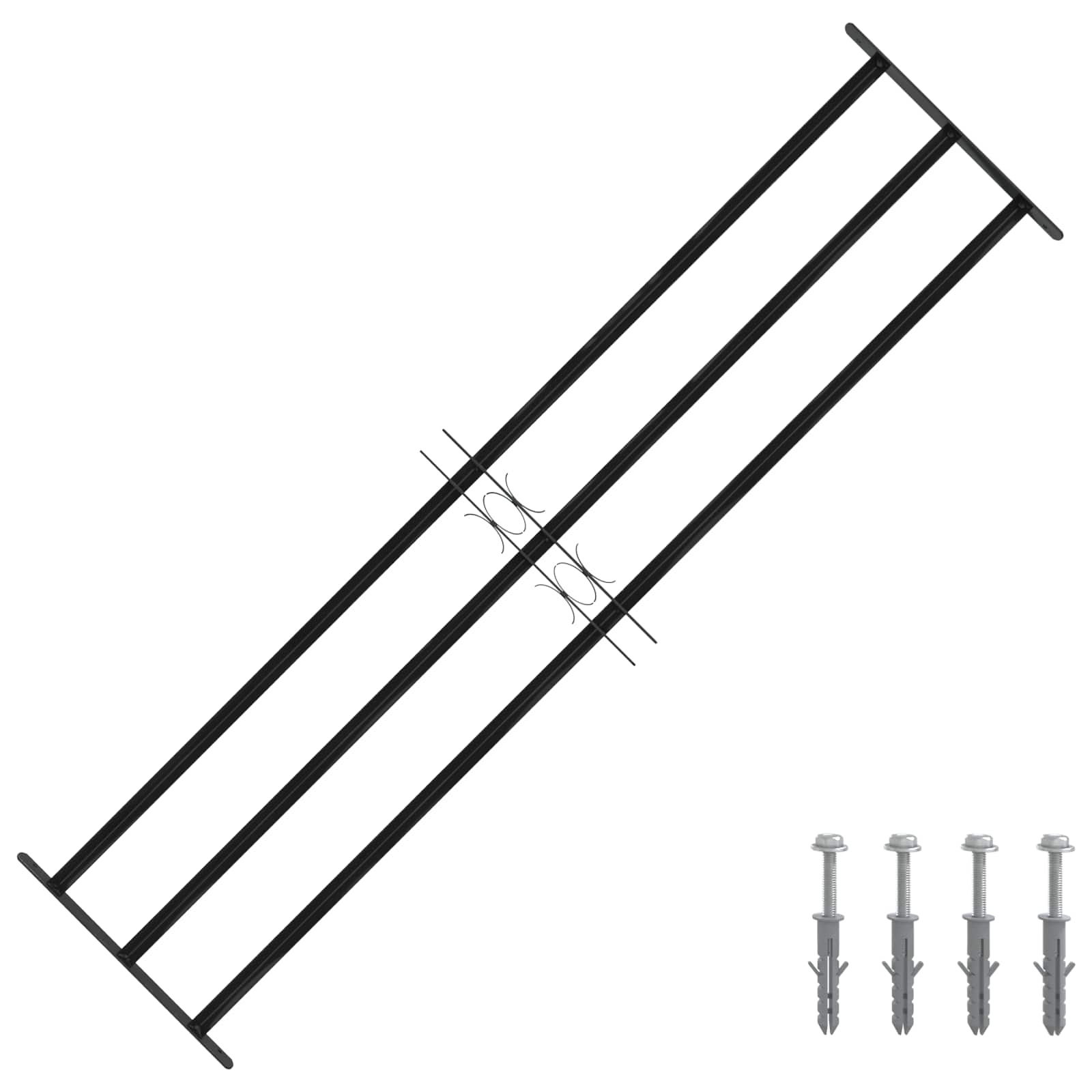 Grelha de janela 174 x 45 cm aço revestido a pó preto