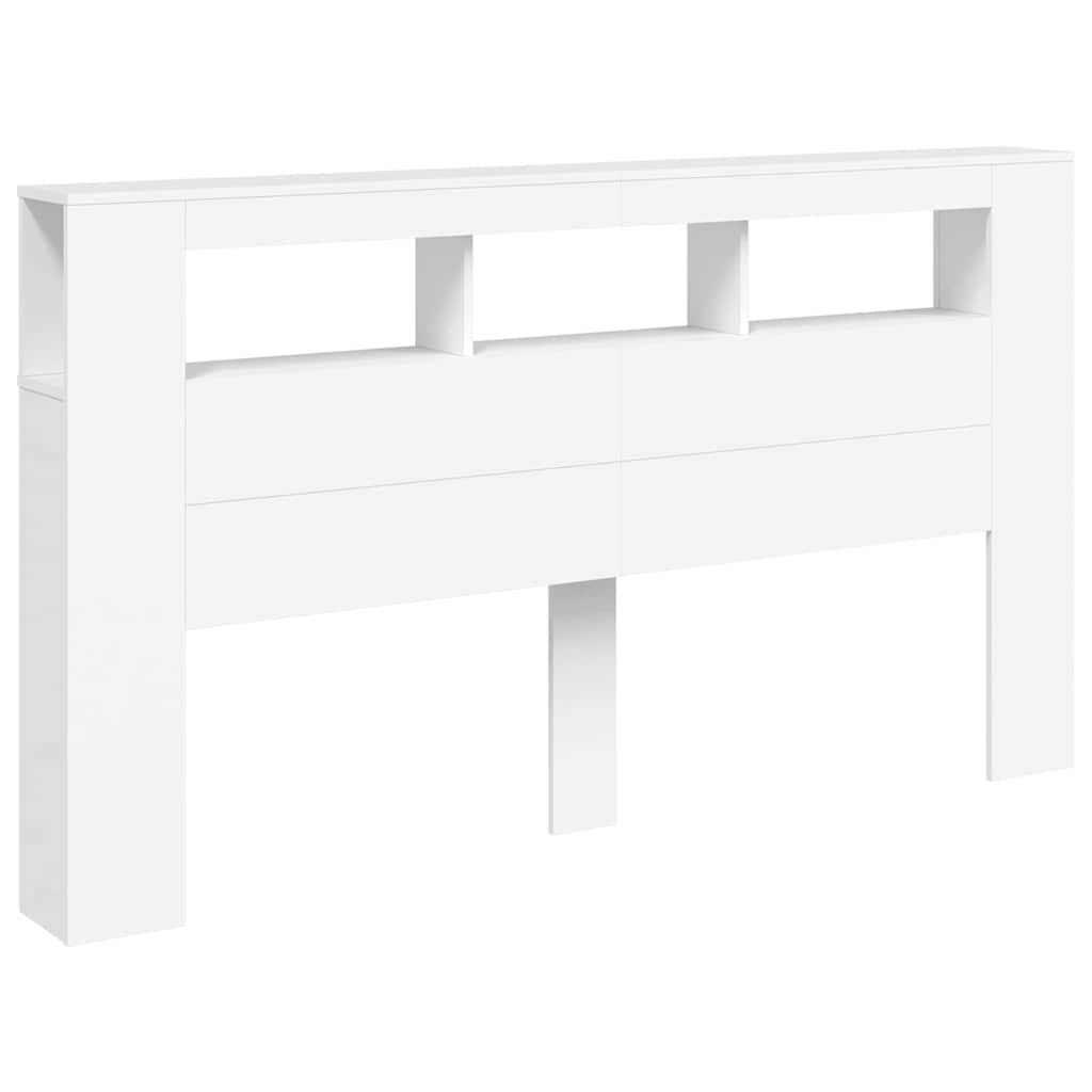 Cabeceira cama c/ leds 180x18,5x103,5 cm deriv. madeira branco