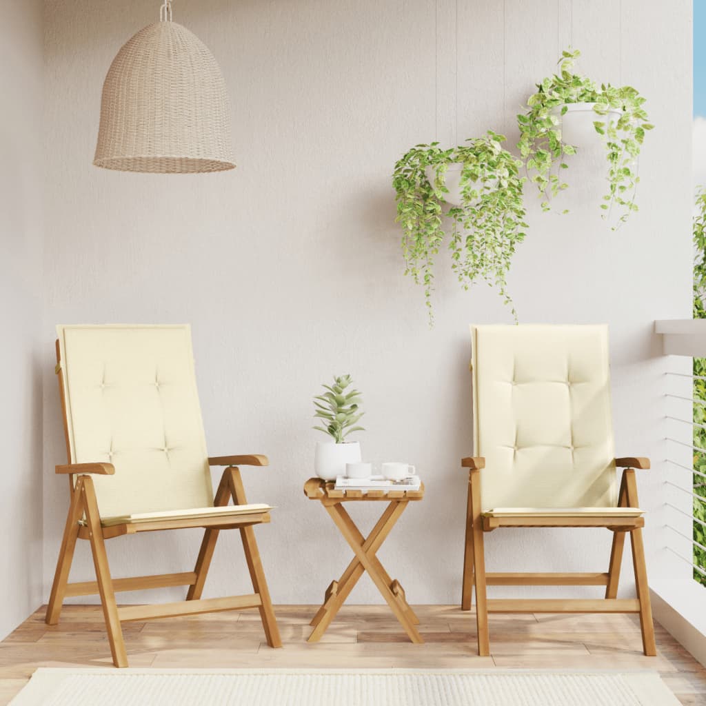 Cadeiras de jardim reclináveis c/ almofadões 2 pcs teca maciça