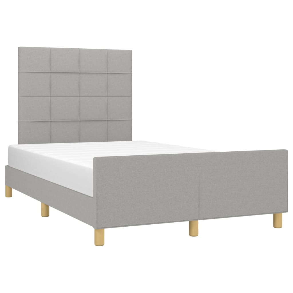 Estrutura de cama sem colchão cinza claro tecido