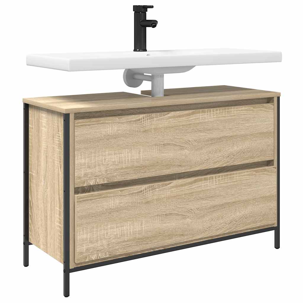 Gabinete para lavatório com gavetas, carvalho sonoma, 90x34,5x60 cm