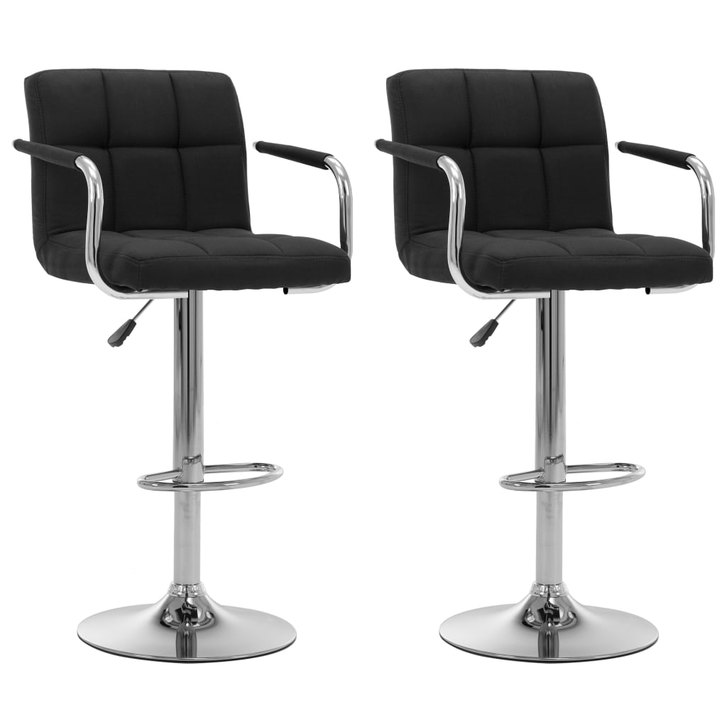 Cadeiras de bar 2 pcs tecido preto