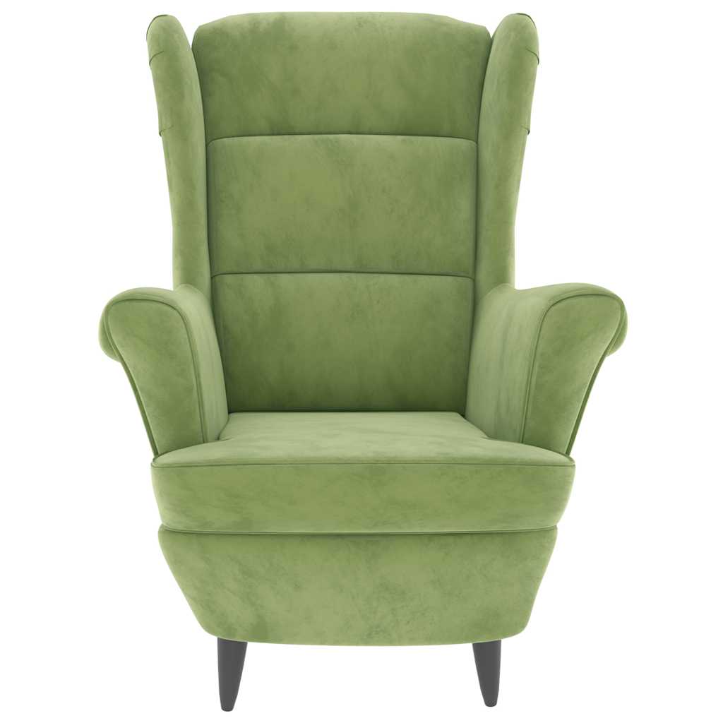 Poltrona de descanso com banco veludo verde-claro