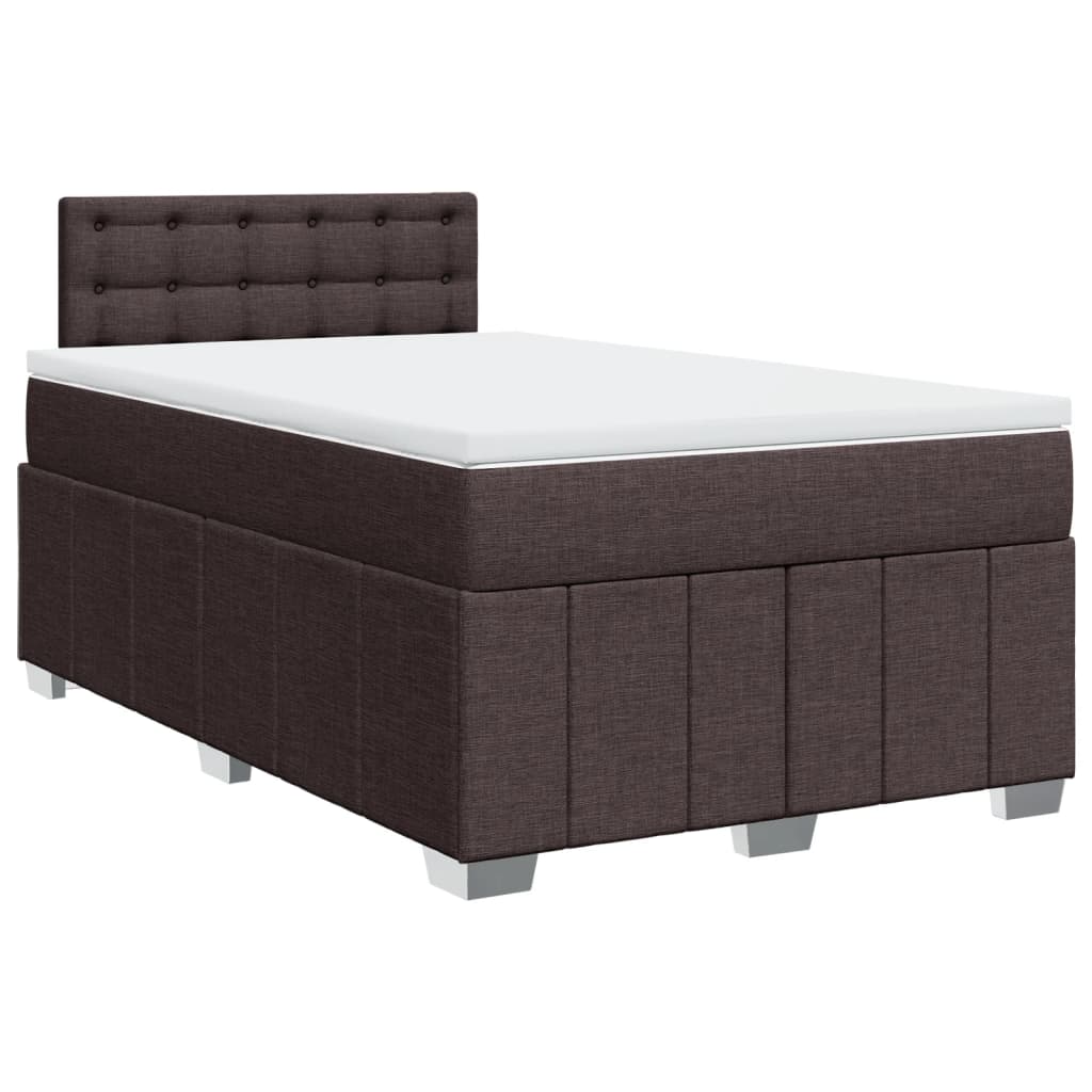 Cama boxspring com colchão 120x190 cm tecido castanho-escuro