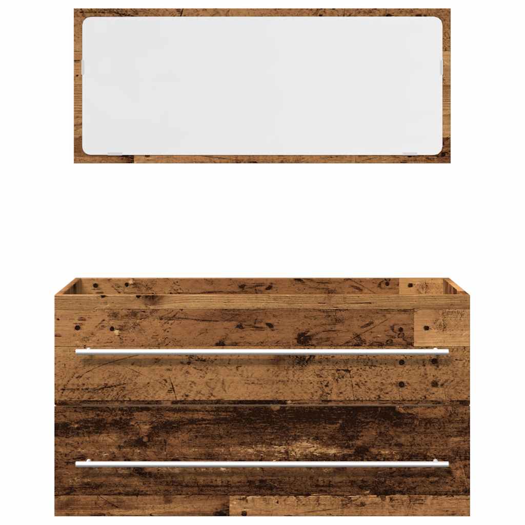 2 Pcs conj. móveis casa banho derivados madeira madeira velha