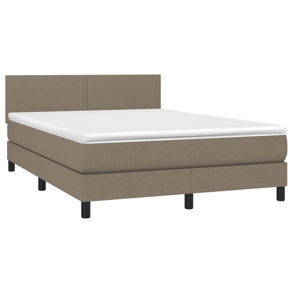 Cama com molas/colchão 140x190 cm tecido castanho-acinzentado