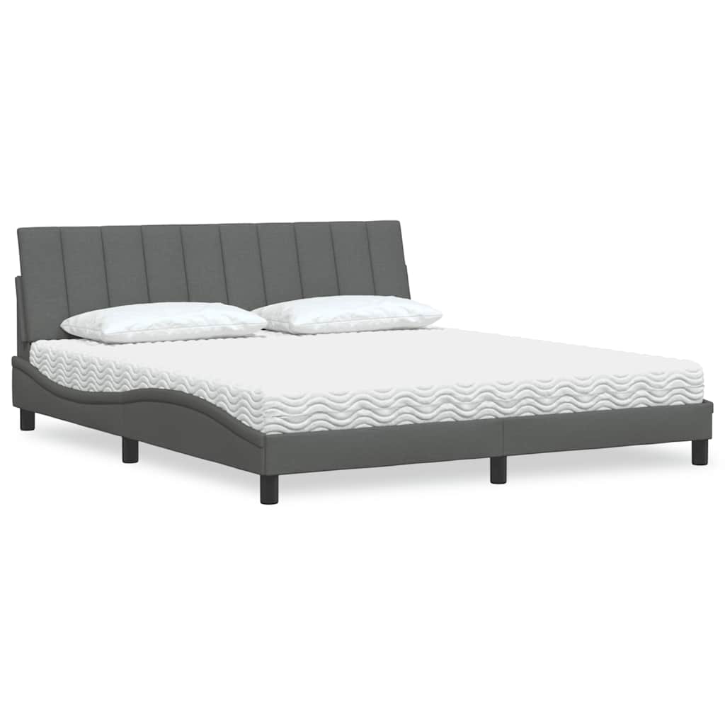 Cama com colchão hanko 180x200 cm tecido cinzento-escuro