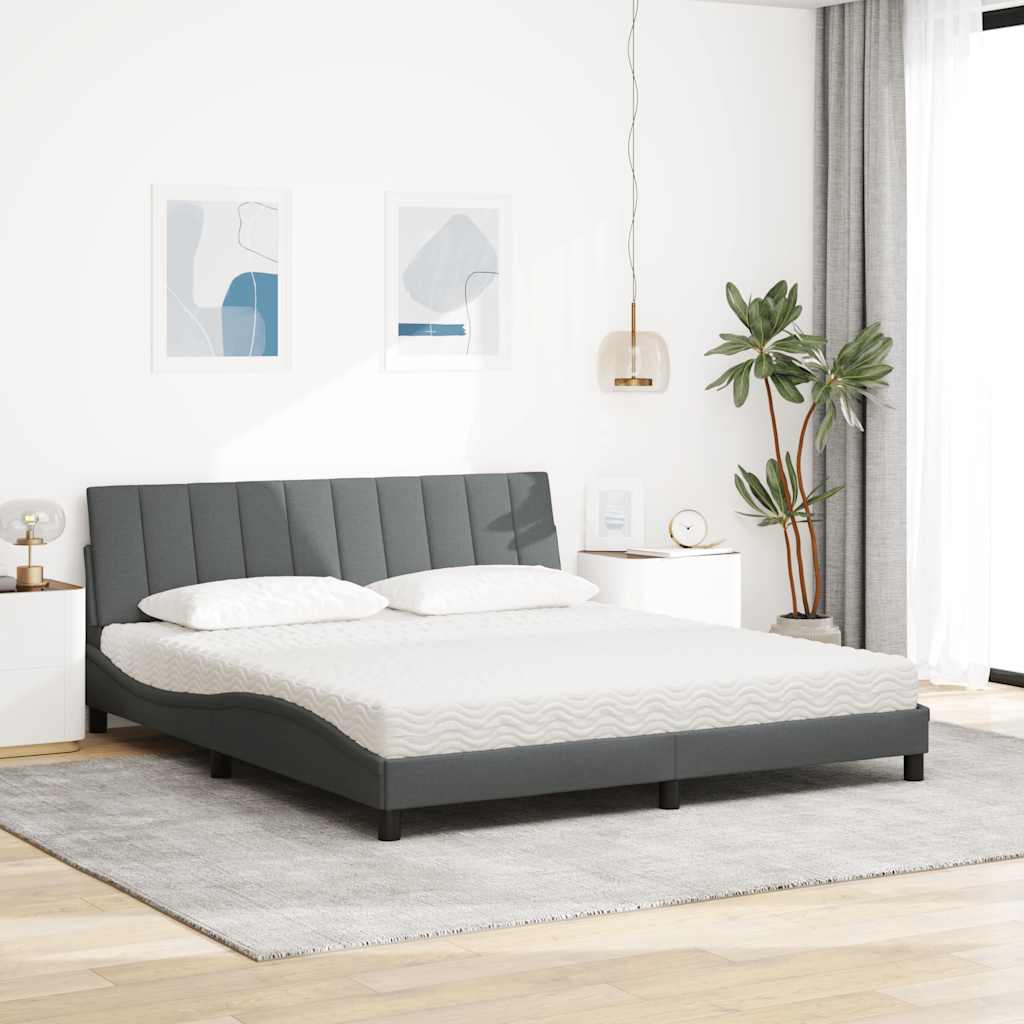 Cama com colchão hanko 180x200 cm tecido cinzento-escuro