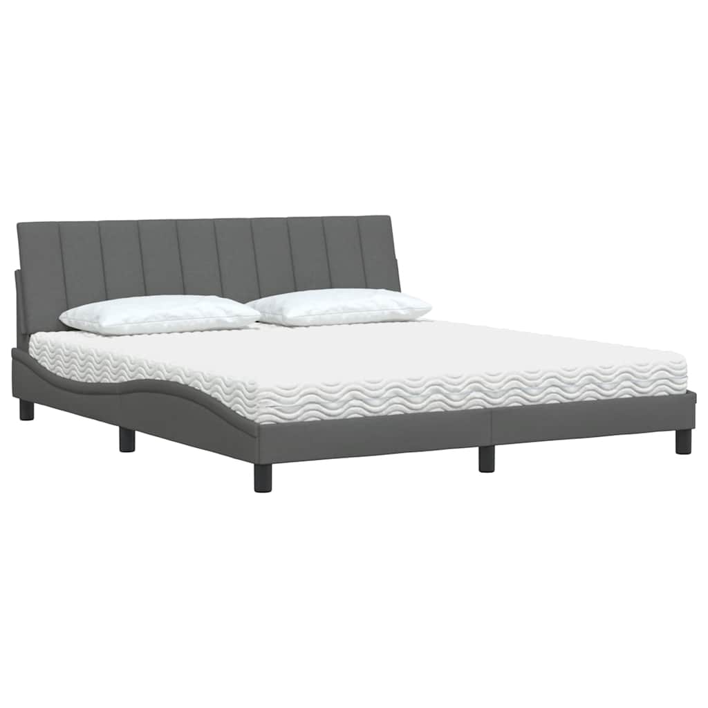 Cama com colchão hanko 180x200 cm tecido cinzento-escuro