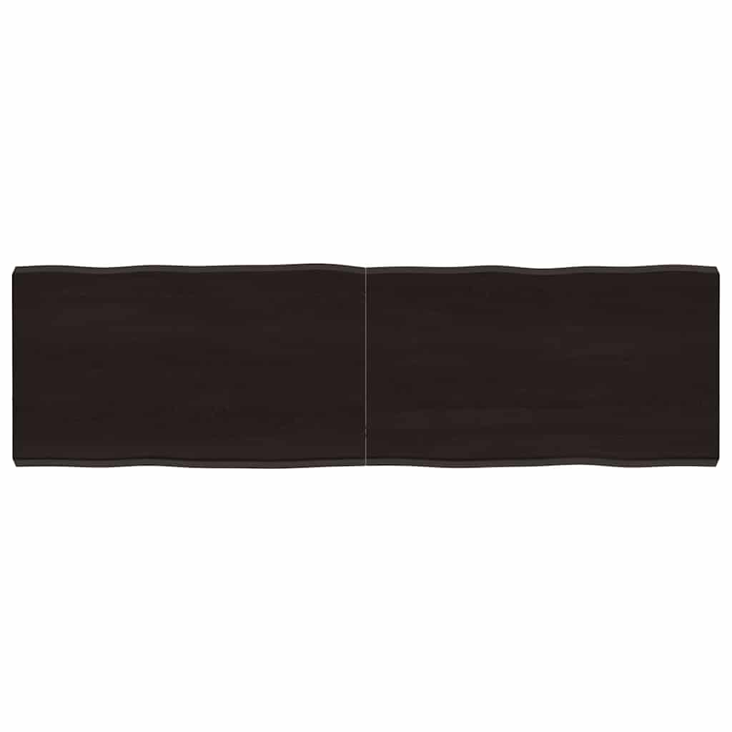 Tampo de mesa com bordas vivas maciço tratado castanho-escuro