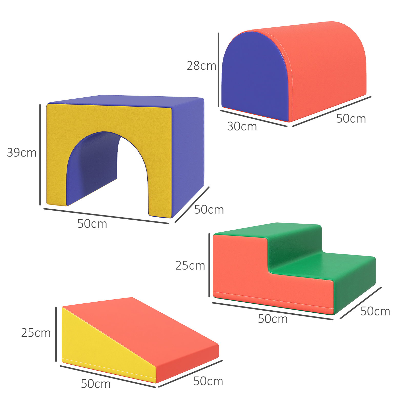 Conjunto de 4 blocos de espuma para crianças figuras de construção brinquedo de aprendizagem infantil 150x50x39cm multicor