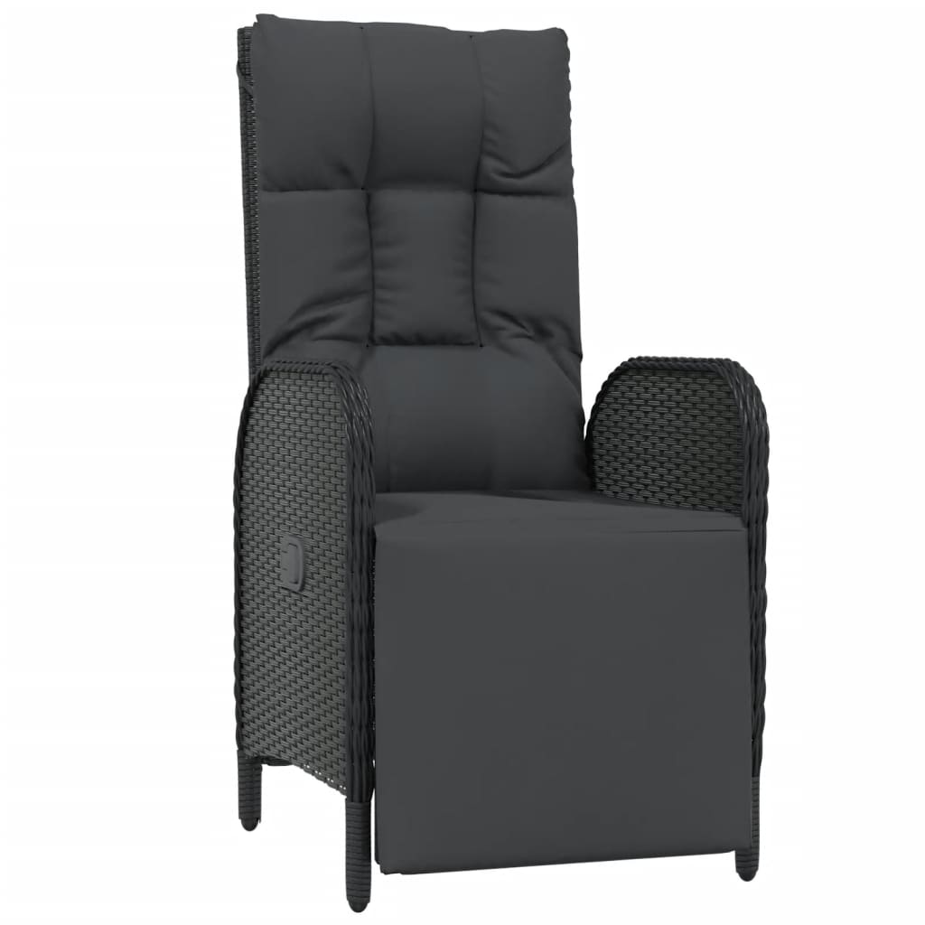 7 Pcs conjunto de jantar p/ jardim c/ almofadões vime PE preto