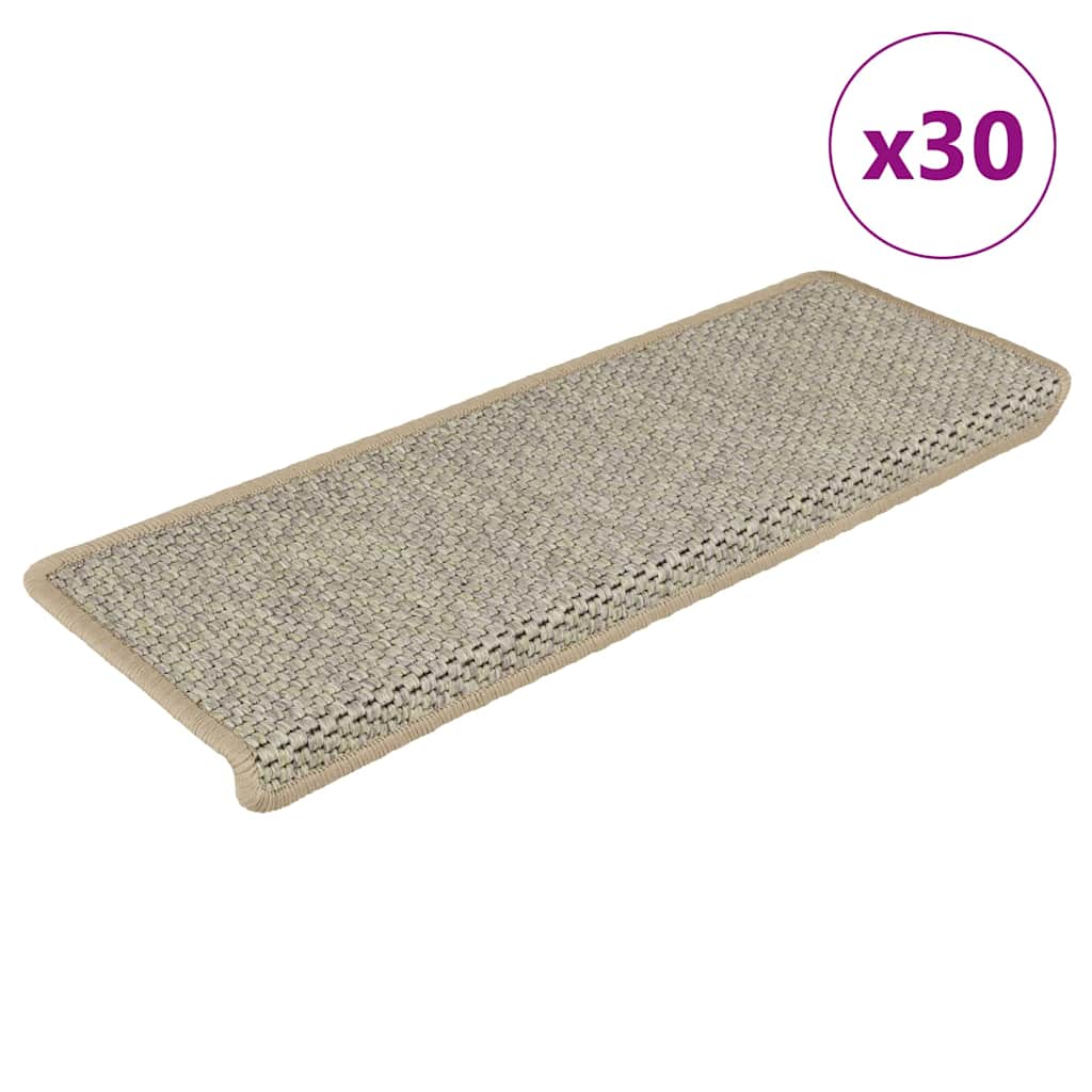 Tapetes escada adesivos aspeto sisal 30 pcs 65x21x4 cm verde claro
