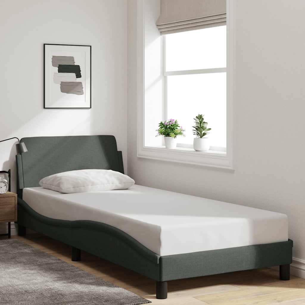 Estrutura de cama dover 90x190 cm tecido cinzento-escuro