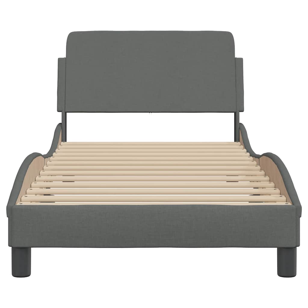 Estrutura de cama dover 90x190 cm tecido cinzento-escuro