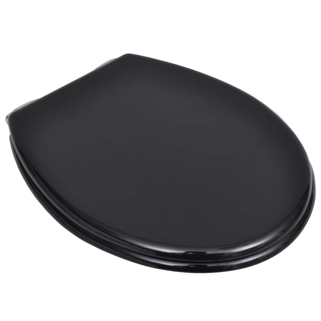 Assentos de sanita com tampas de fecho suave 2 pcs MDF preto