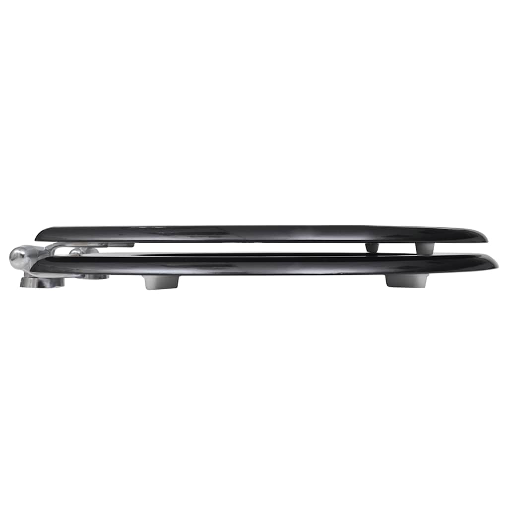 Assentos de sanita com tampas de fecho suave 2 pcs MDF preto