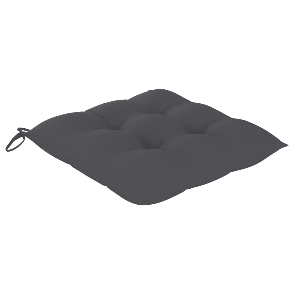 Cadeiras de jardim c/ almofadões antracite 4 pcs teca maciça