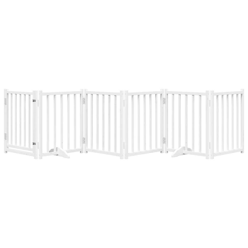 Portão p/ cães com porta dobrável 6 painéis 300 cm abeto branco