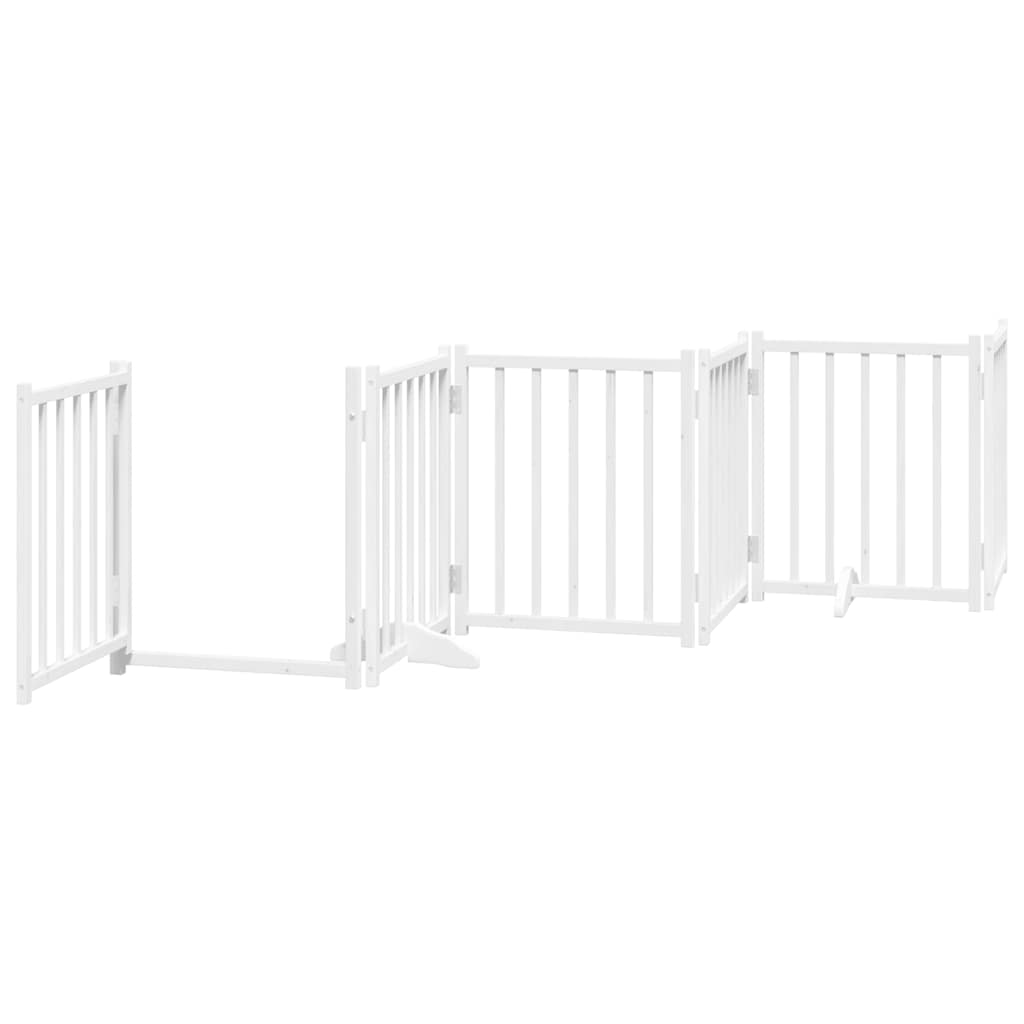 Portão p/ cães com porta dobrável 6 painéis 300 cm abeto branco