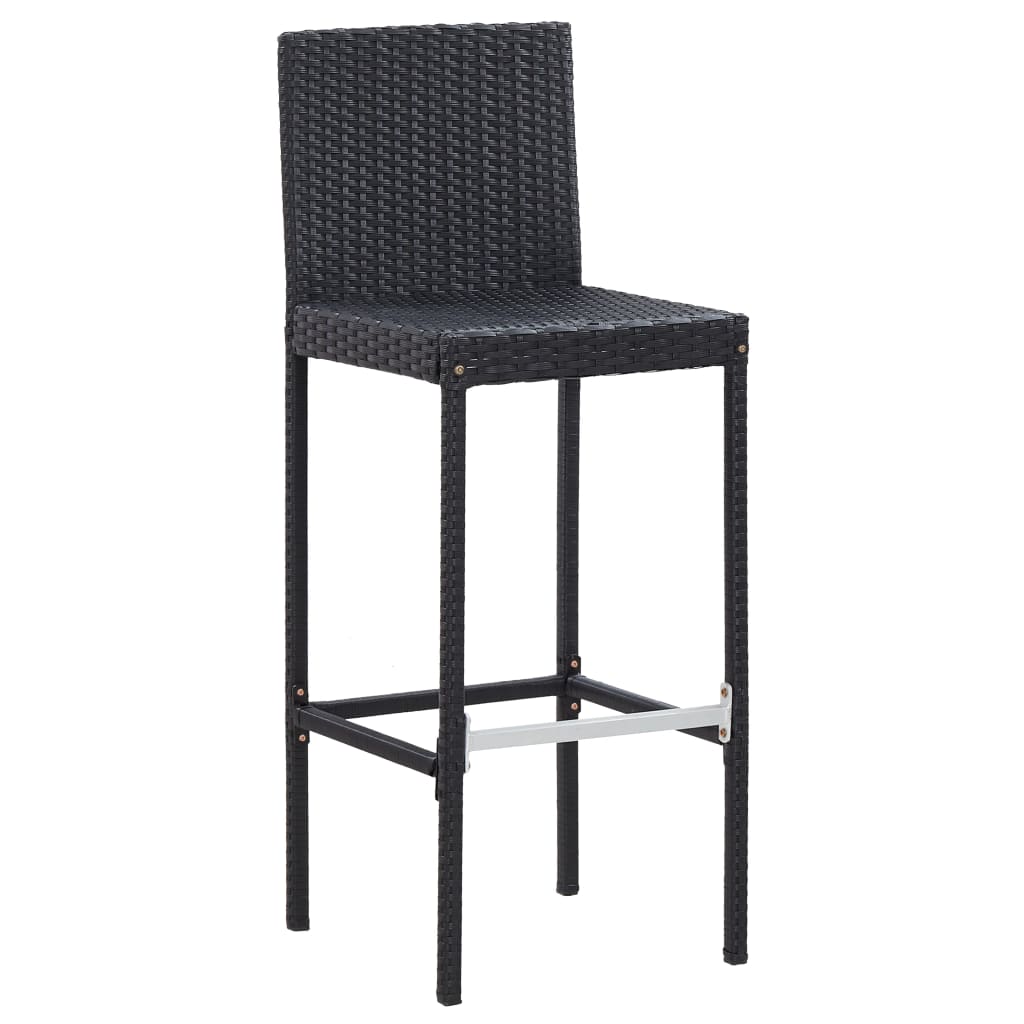 5 Pcs conjunto de bar jardim vime PE e madeira acácia preto