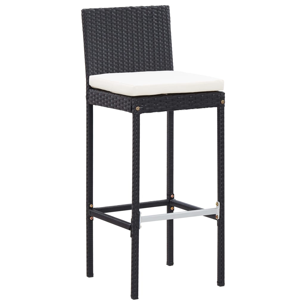 5 Pcs conjunto de bar jardim vime PE e madeira acácia preto