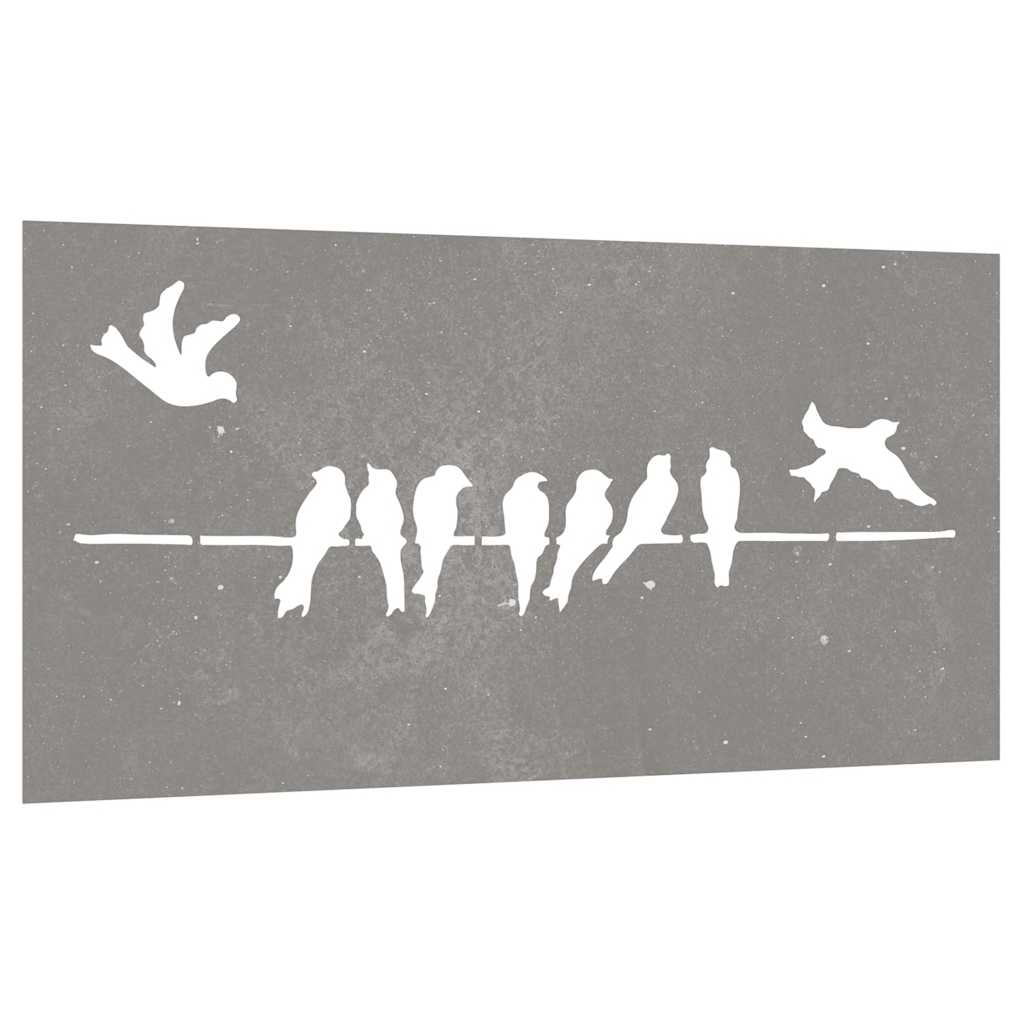 Decoração p/ muro de jardim 105x55cm aço corten design pássaros