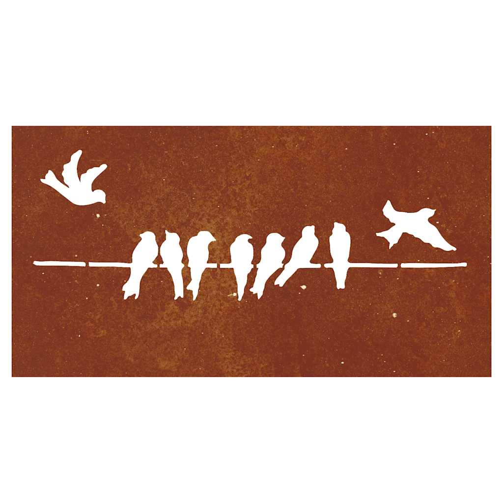 Decoração p/ muro de jardim 105x55cm aço corten design pássaros