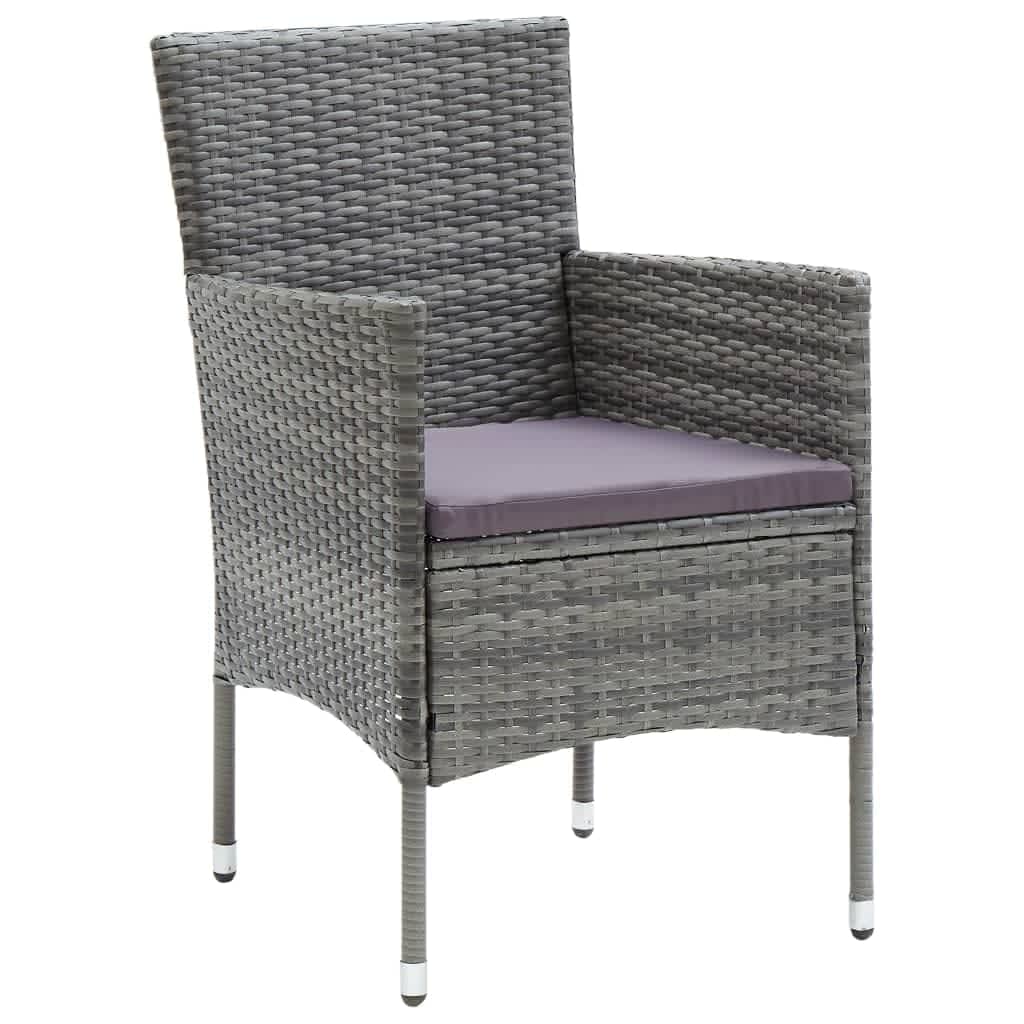 9 Pcs conjunto jantar p/ jardim c/ almofadões vime PE cinzento