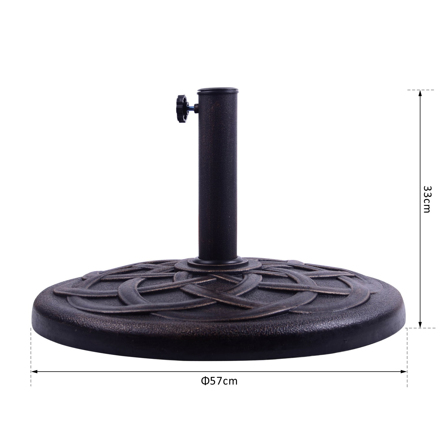 Base para chapéu de sol suporte para chapéu de sol de resina para jardim terraço exterior ø57x35cm preto e bronze