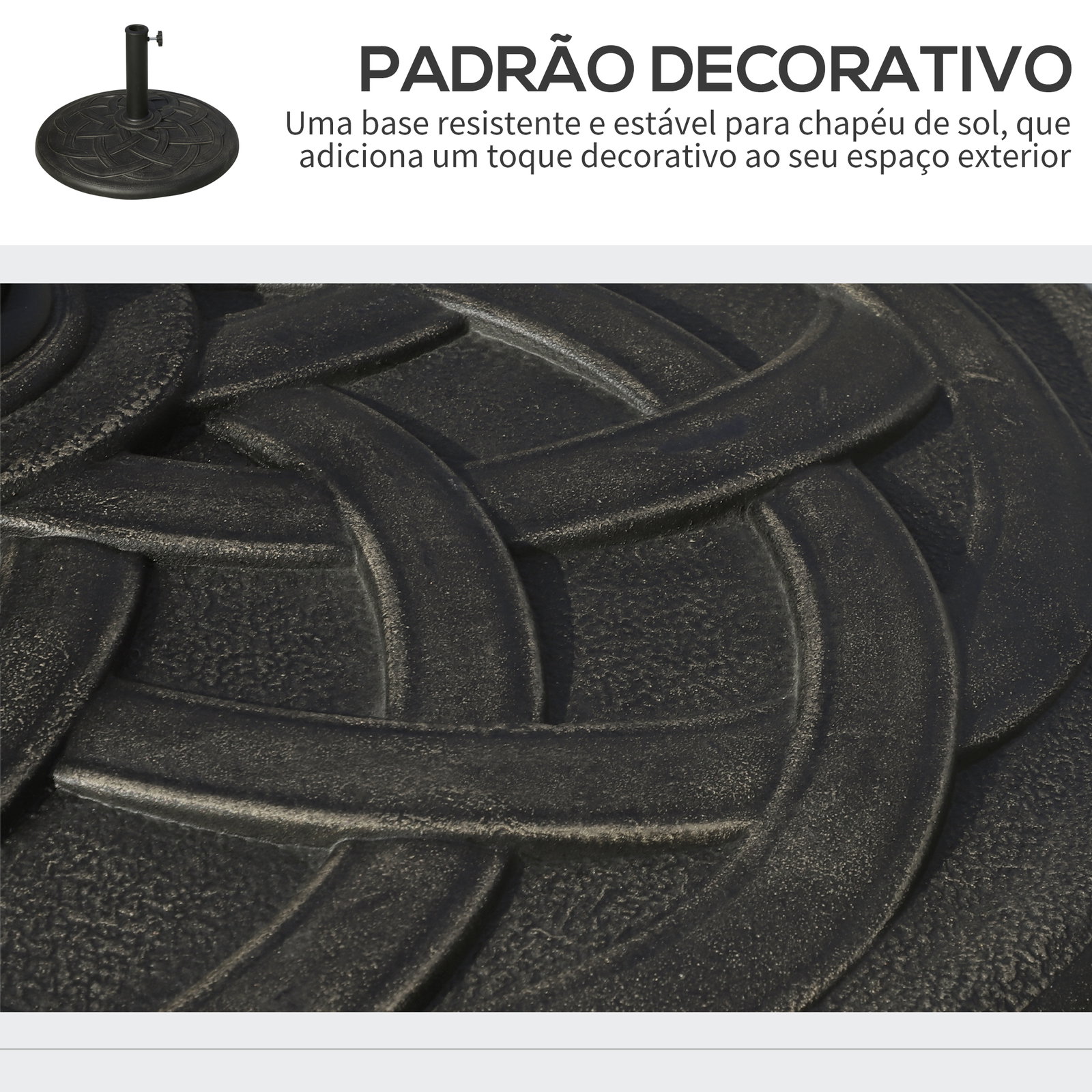 Base para chapéu de sol suporte para chapéu de sol de resina para jardim terraço exterior ø57x35cm preto e bronze