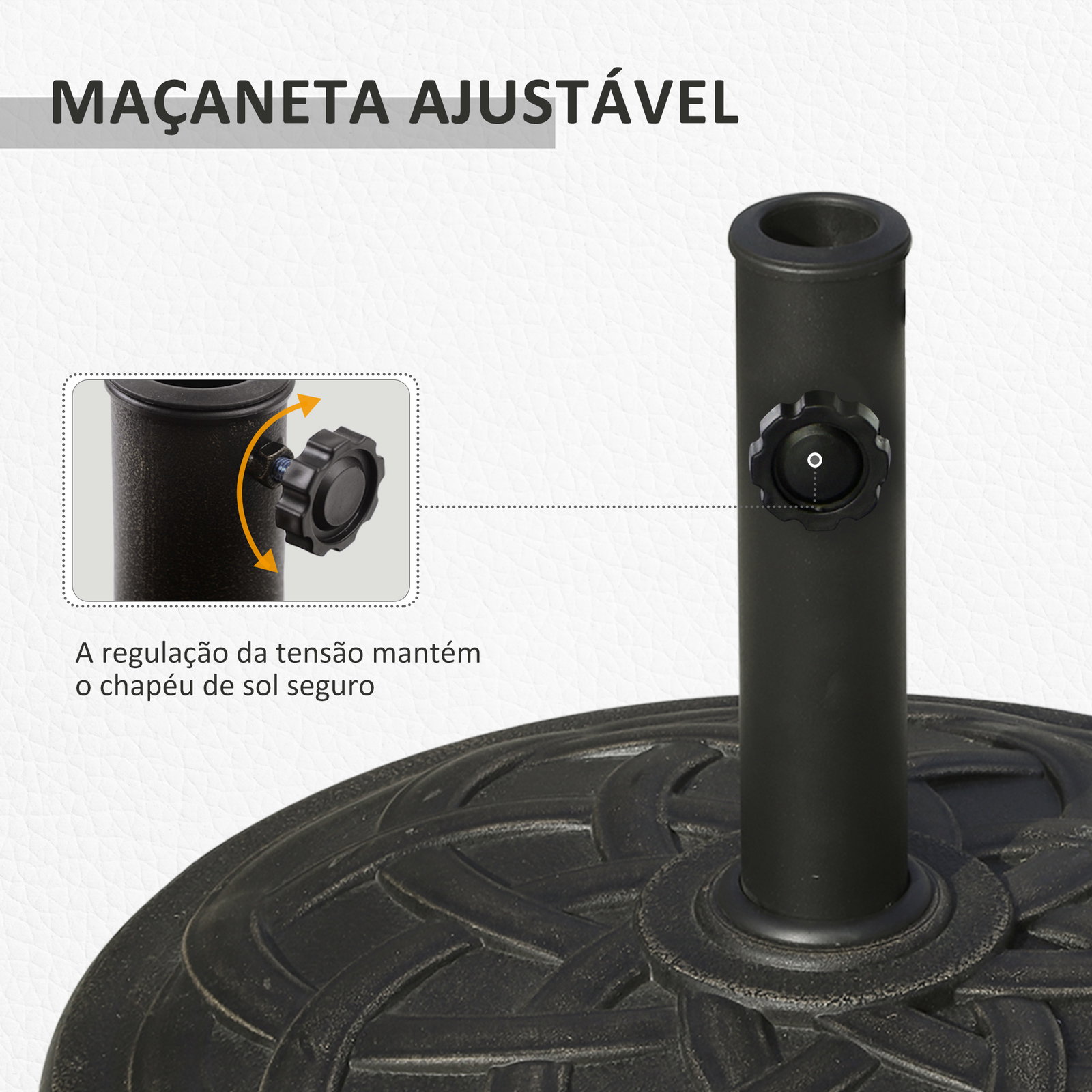 Base para chapéu de sol suporte para chapéu de sol de resina para jardim terraço exterior ø57x35cm preto e bronze