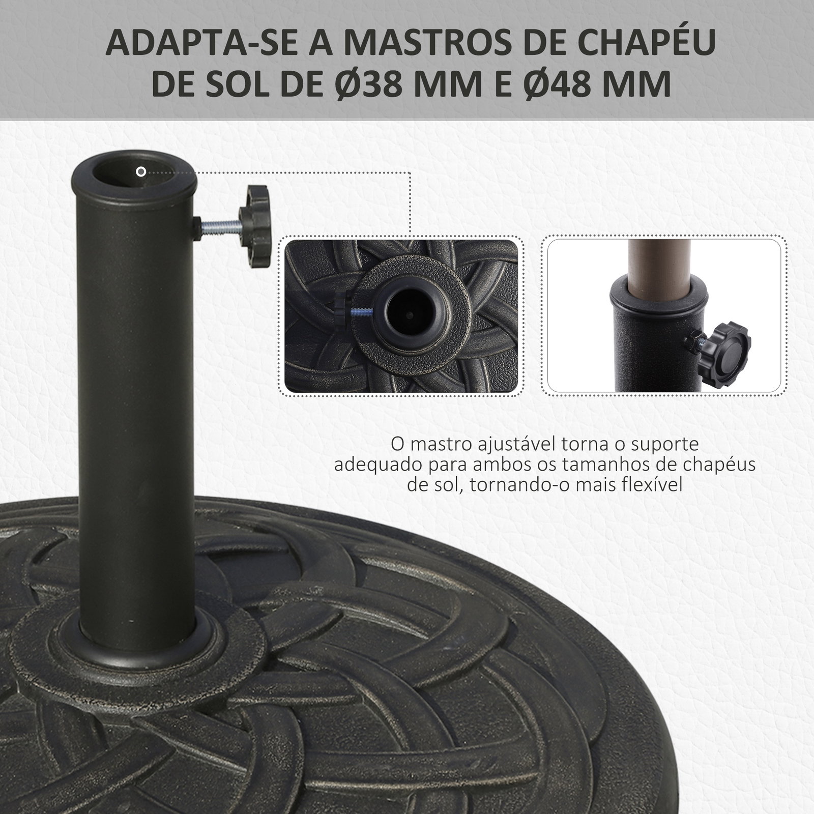 Base para chapéu de sol suporte para chapéu de sol de resina para jardim terraço exterior ø57x35cm preto e bronze