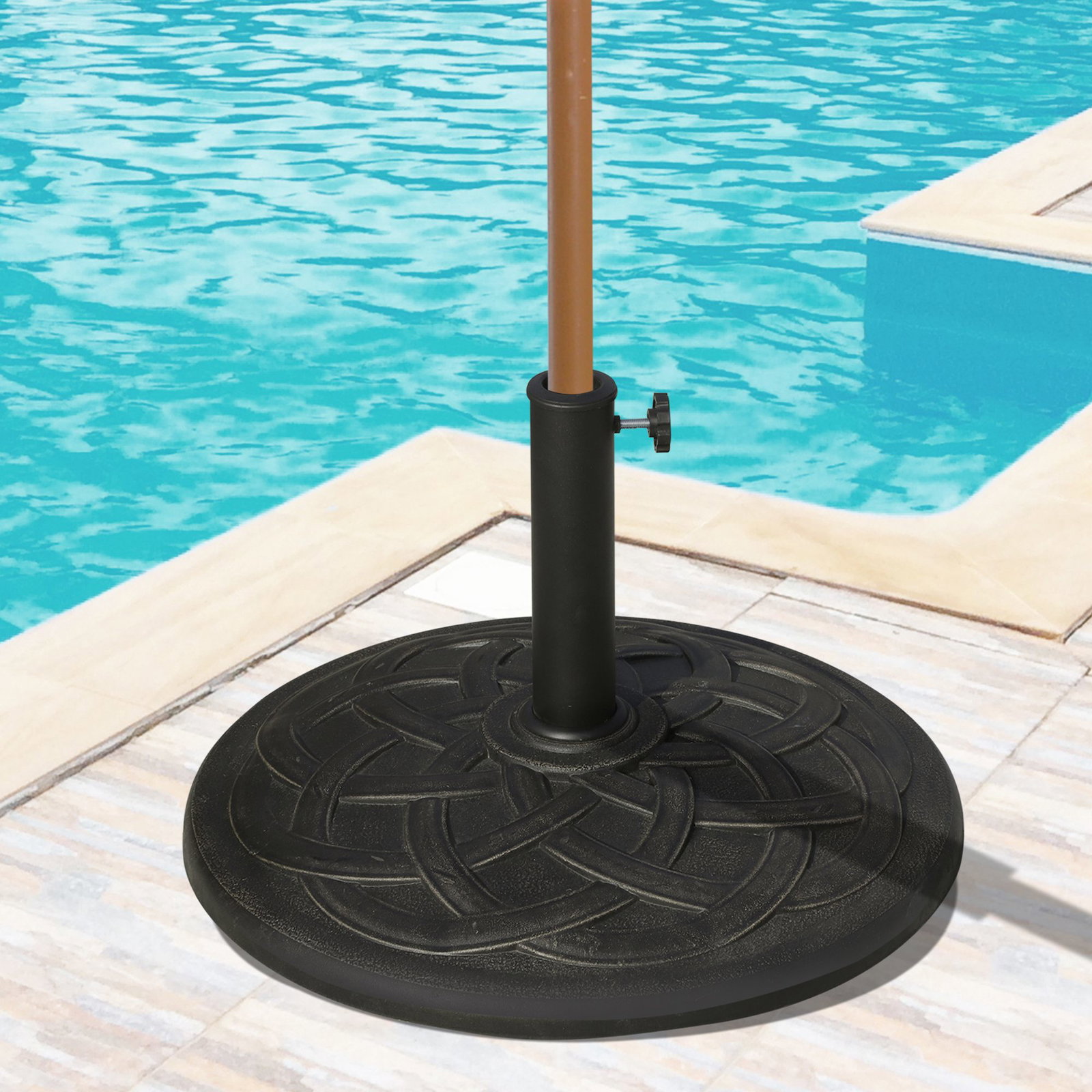 Base para chapéu de sol suporte para chapéu de sol de resina para jardim terraço exterior ø57x35cm preto e bronze