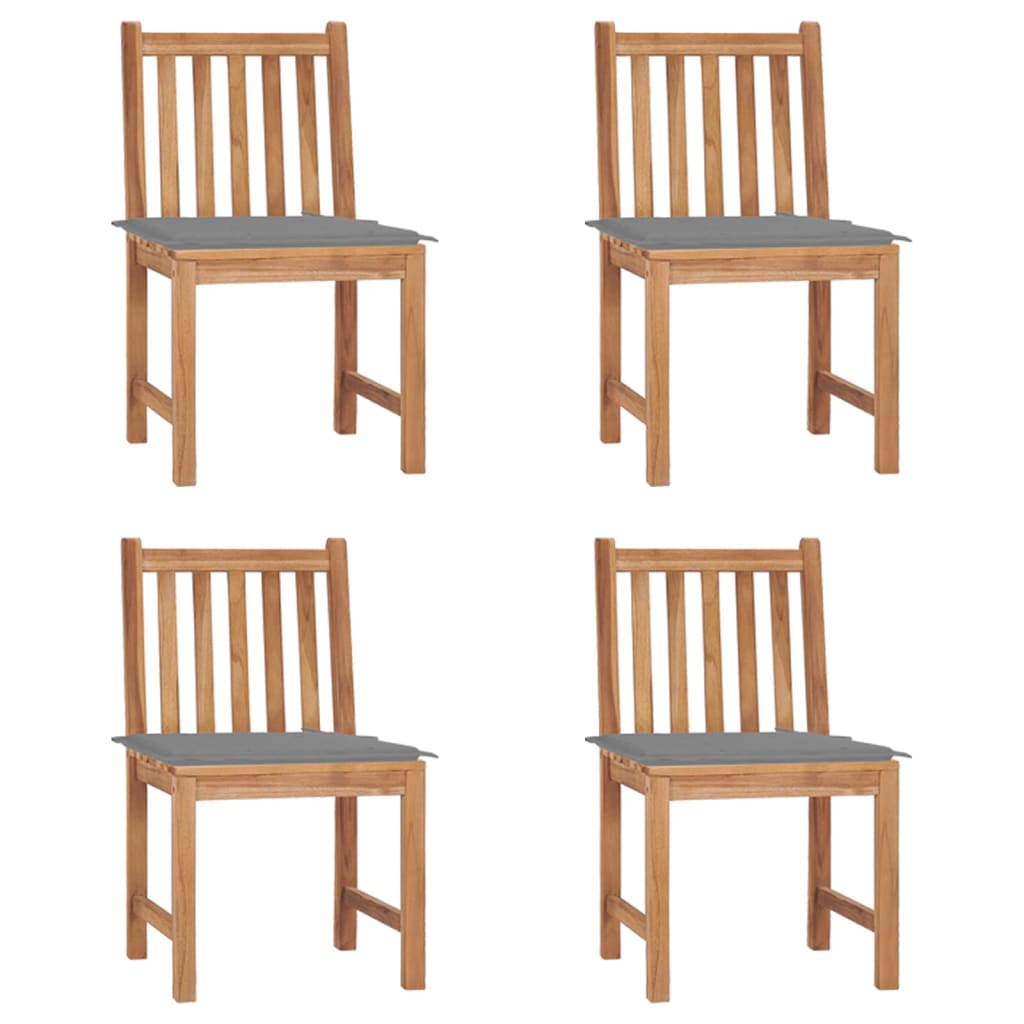Cadeiras de jardim c/ almofadões 4 pcs madeira de teca maciça