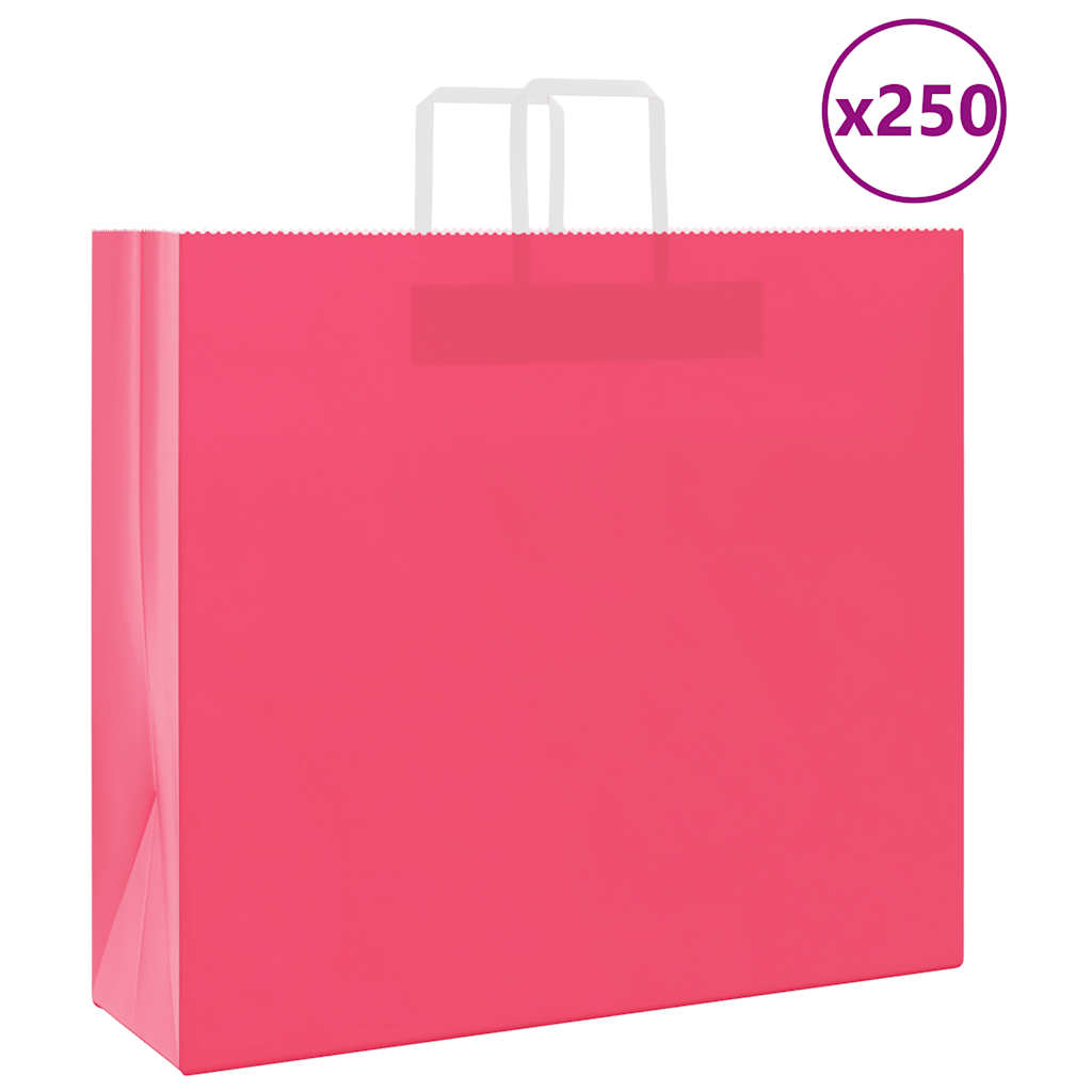 Sacos de papel 250 unid com alças rosa 54x15x49 cm