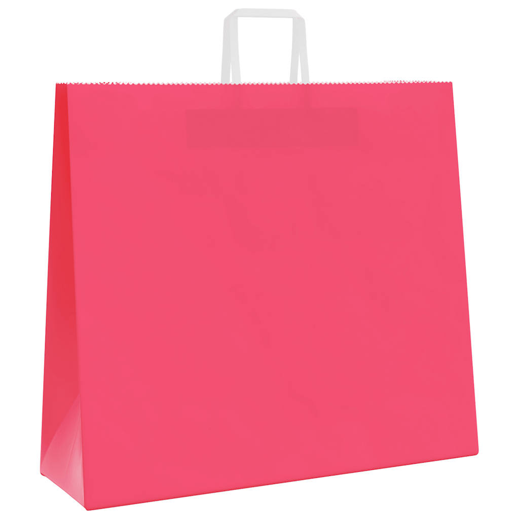 Sacos de papel 250 unid com alças rosa 54x15x49 cm