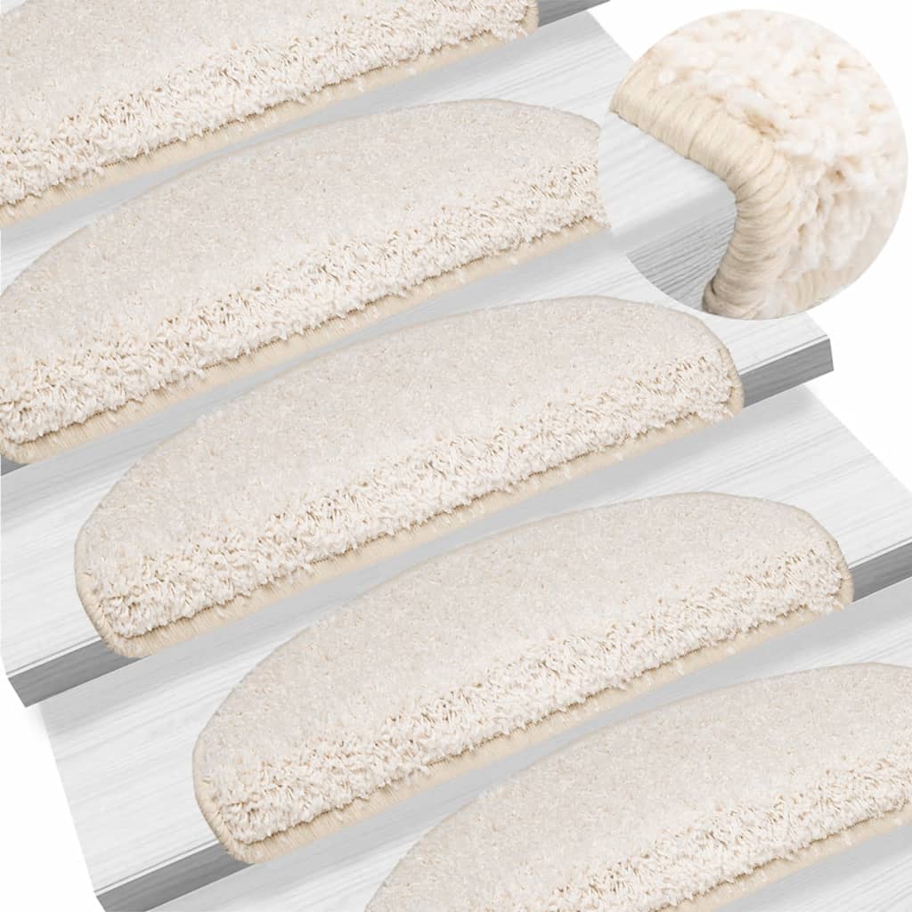 Tapetes de escada 15 peças 65x21x4 cm branco semicircular grande