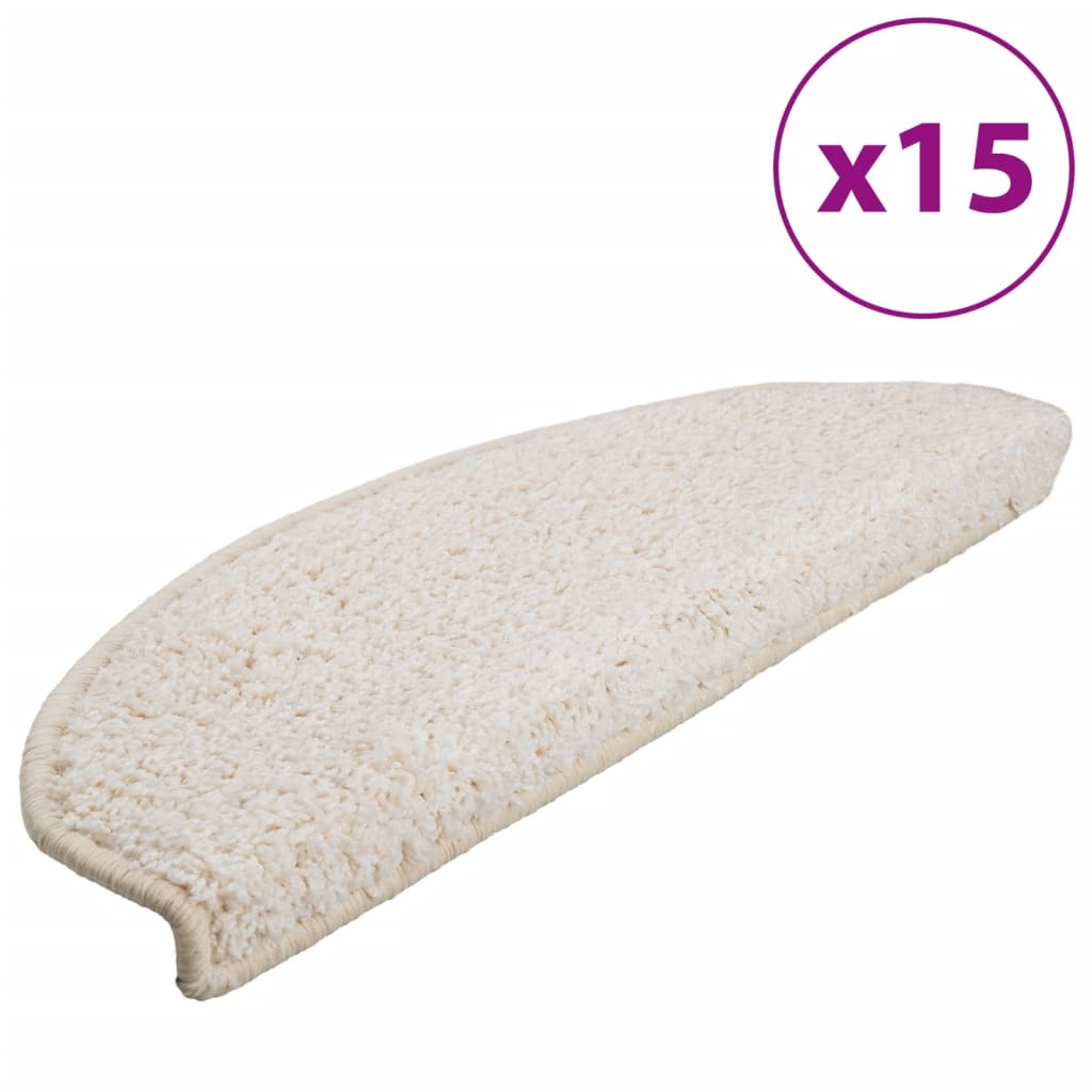 Tapetes de escada 15 peças 65x21x4 cm branco semicircular grande