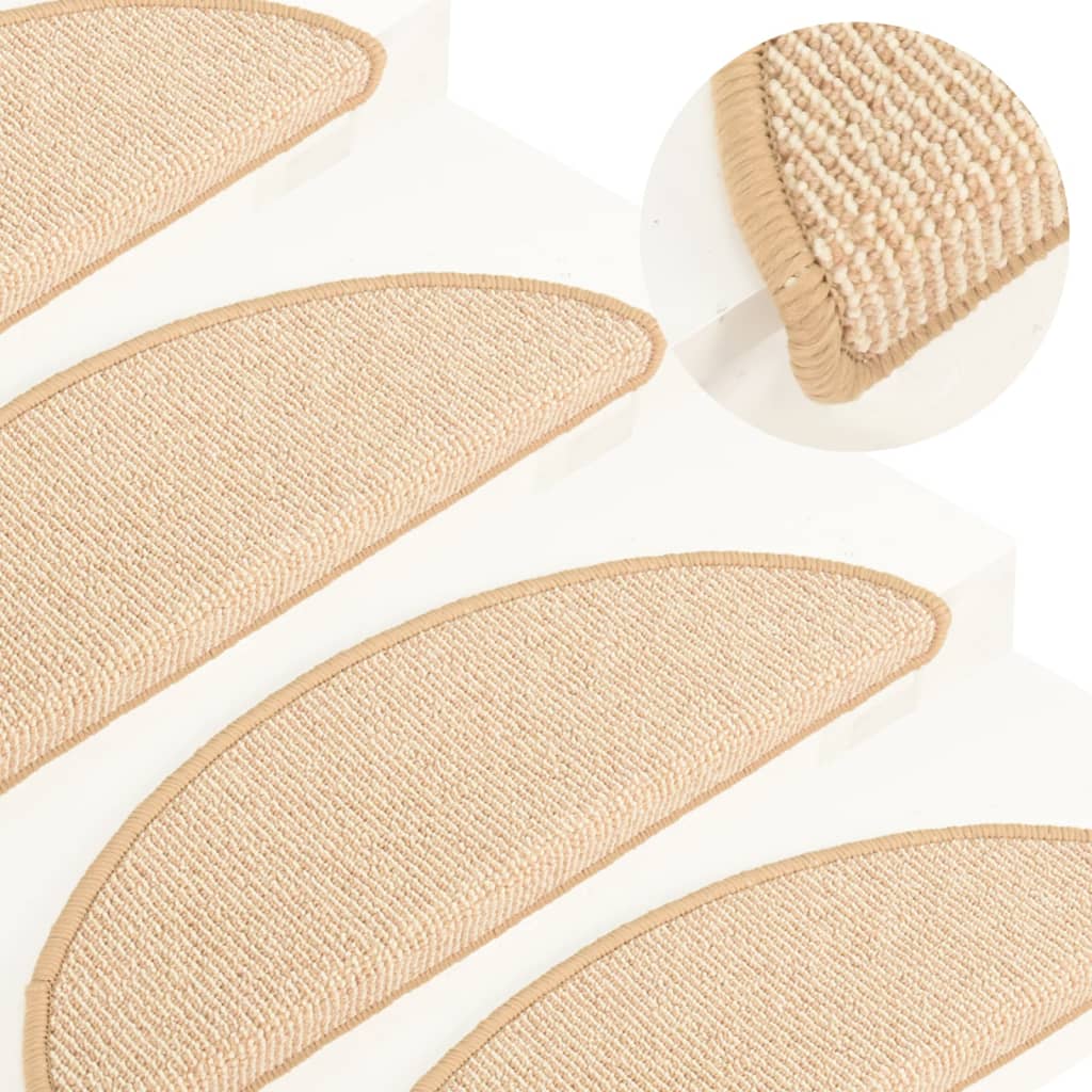 Tapetes de escada 15 peças 56x17x3 cm creme semicircular