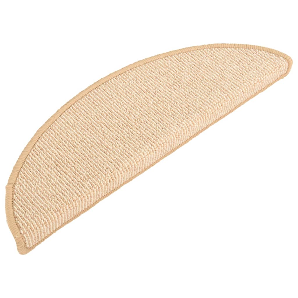 Tapetes de escada 15 peças 56x17x3 cm creme semicircular