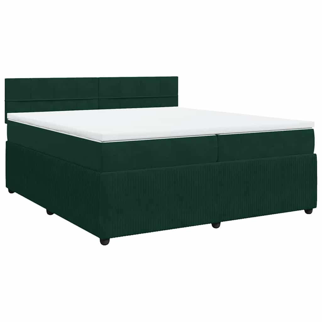 Cama com molas/colchão 200x200 cm veludo verde-escuro
