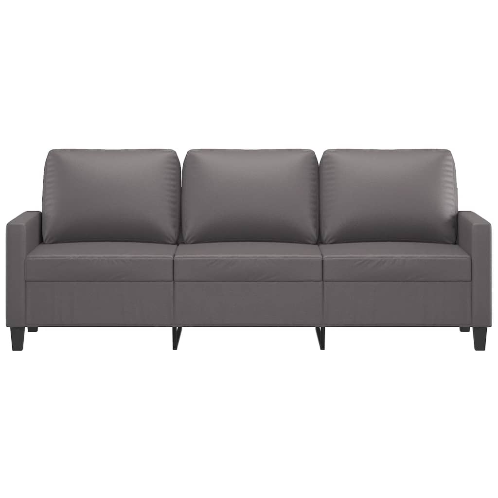 Sofá de 3 lugares 180 cm couro artificial cinza