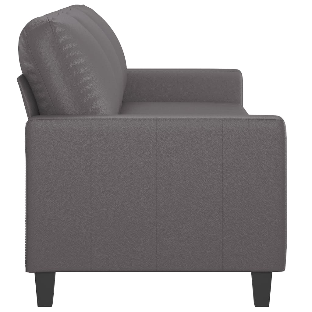 Sofá de 3 lugares 180 cm couro artificial cinza