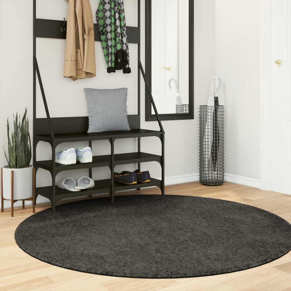 Tapete de pelo alto aspeto brilhante istan ø 160 cm antracite